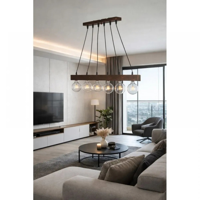 NG Lighting Kremasto Fotistiko Rag Xeiropoiito Metalliko Kafe/Skouria Exafoto E27 100x80cm 2027465